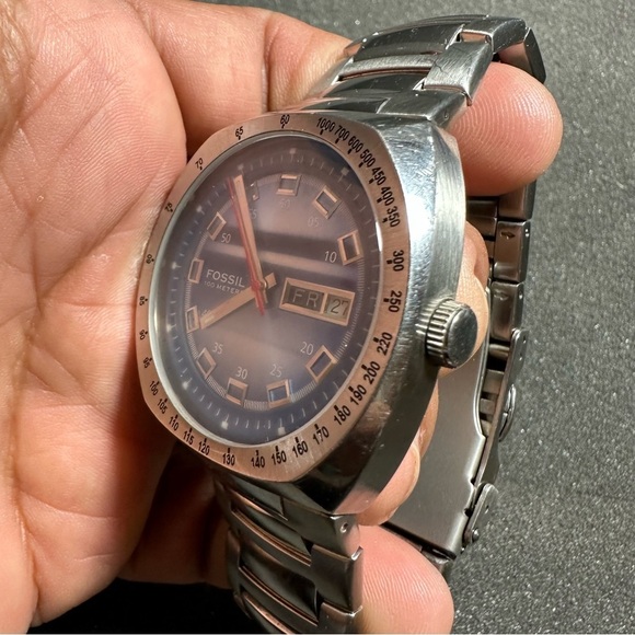 Fossil Blue Mens Quartz Day Date Watch Working With New Battery AM3848 WR100M - Picture 4 of 11